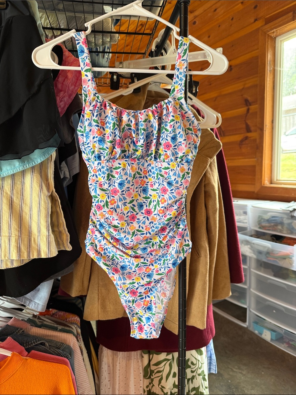 SHEIN White Floral Kids One-Piece Swimsuit